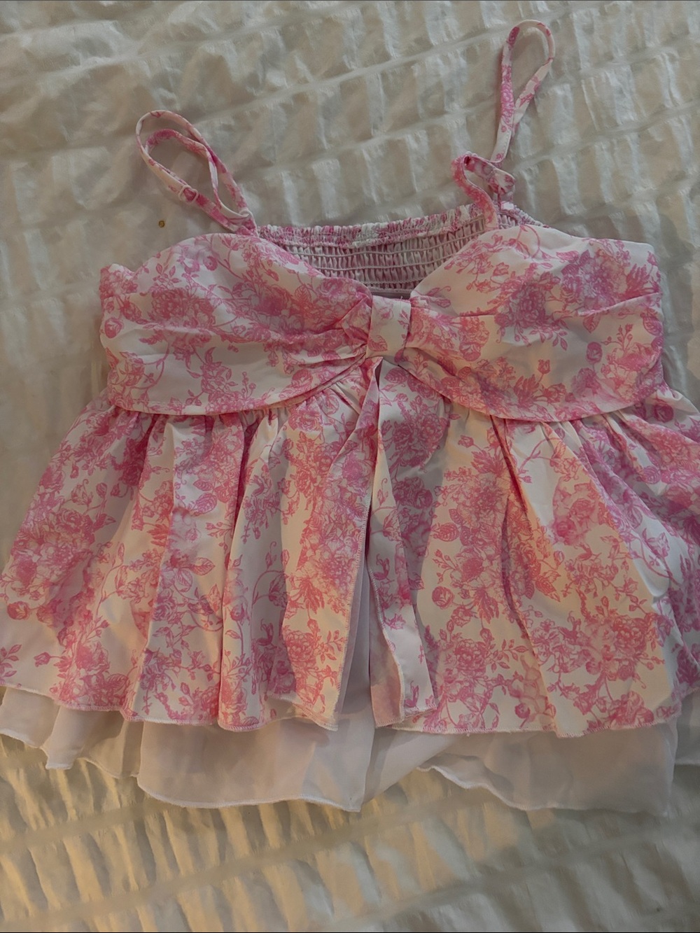 SHEIN Pink Floral Bow Camisole Top